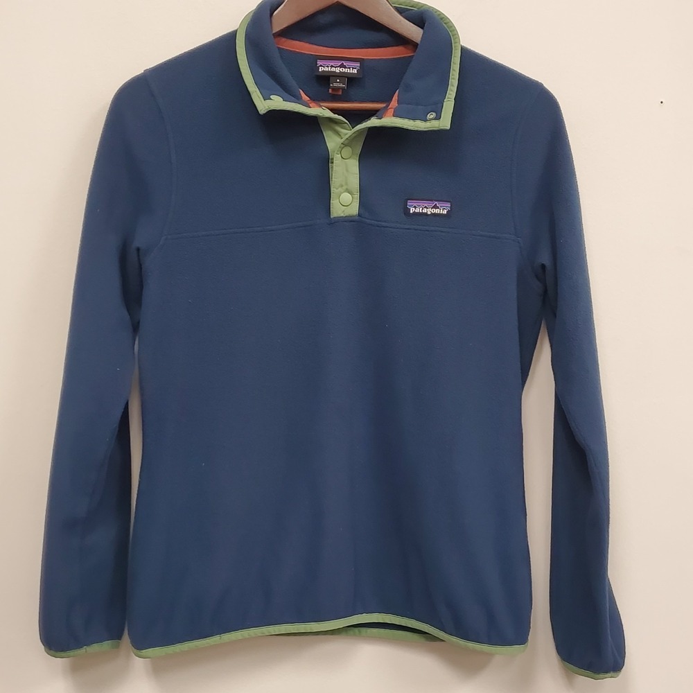 Patagonia Womens Micro D Snap T Fleece Pullover Size S Blue Granola Hiking